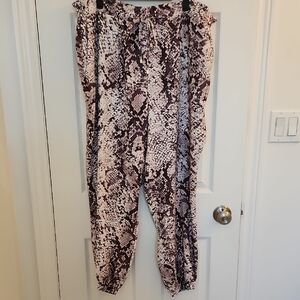 Le Chateau Snake Print Joggers - Purple And Cream